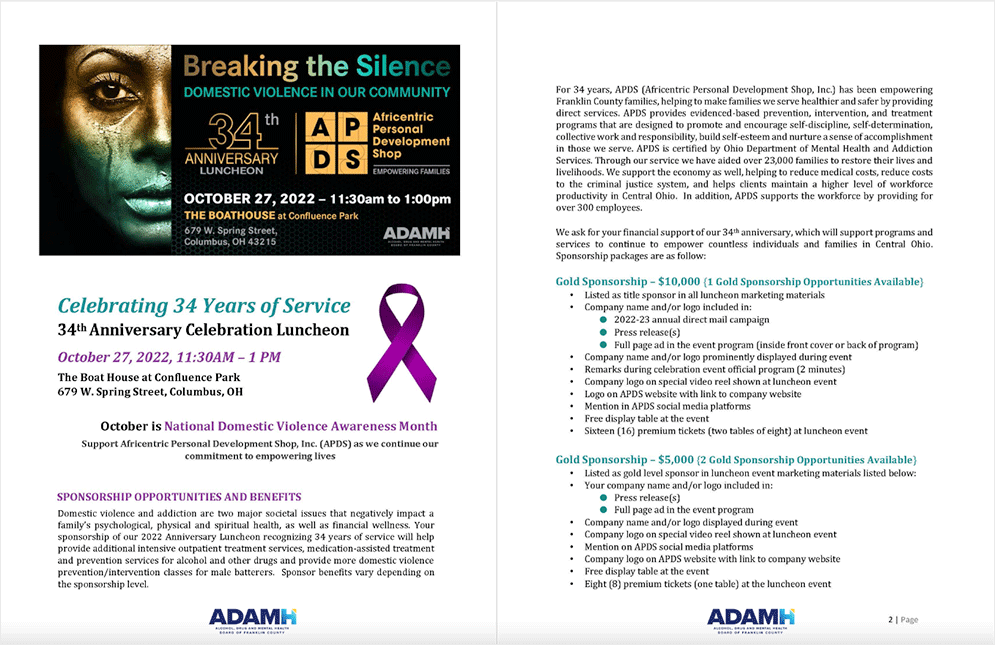 APDS 34th-Anniversary Sponsorship Proposal