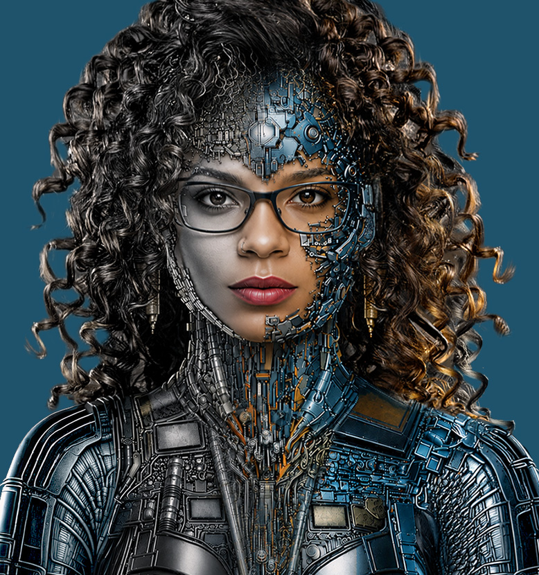 The original vision completed in Photoshop: one face, three states, one continuous identity