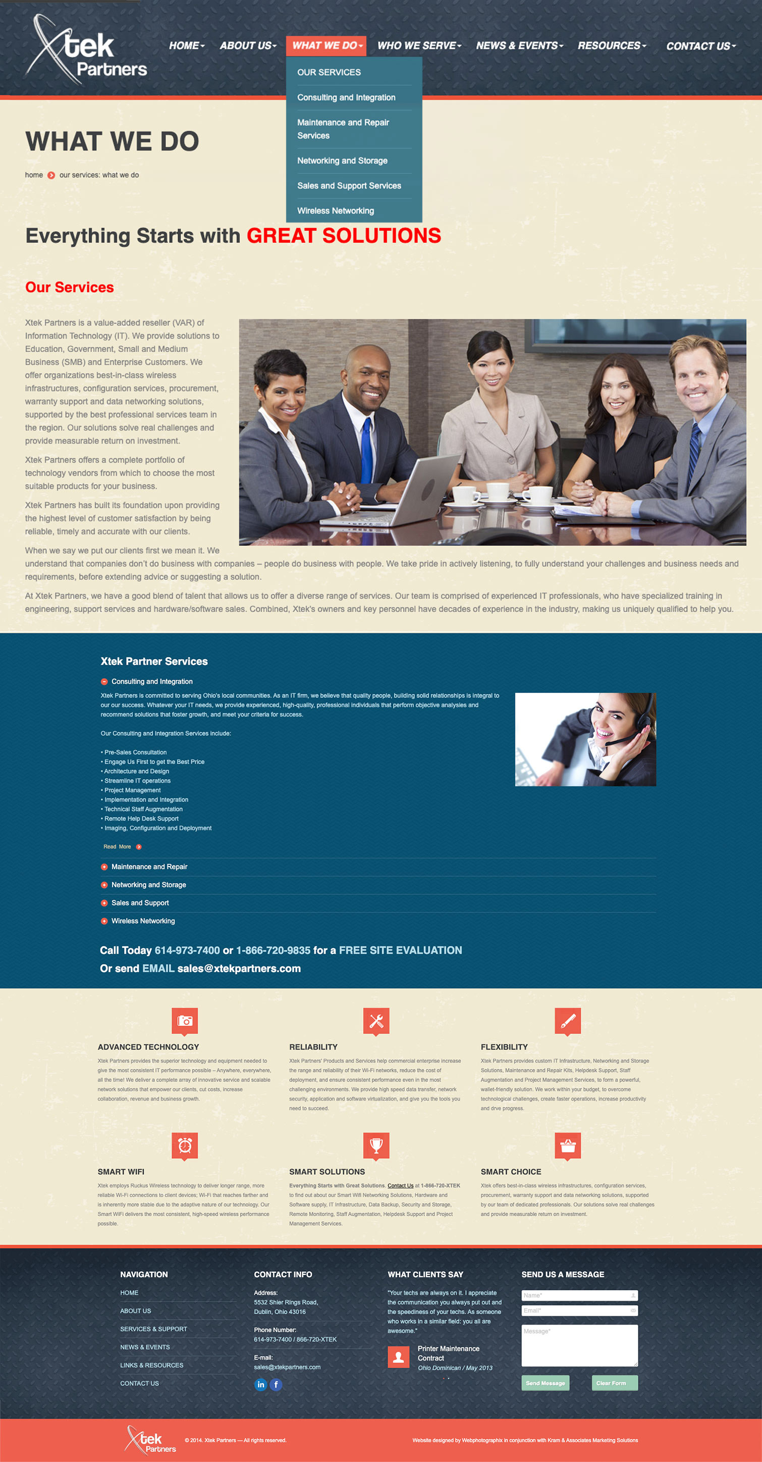XTEK Partners services navigation and page structure