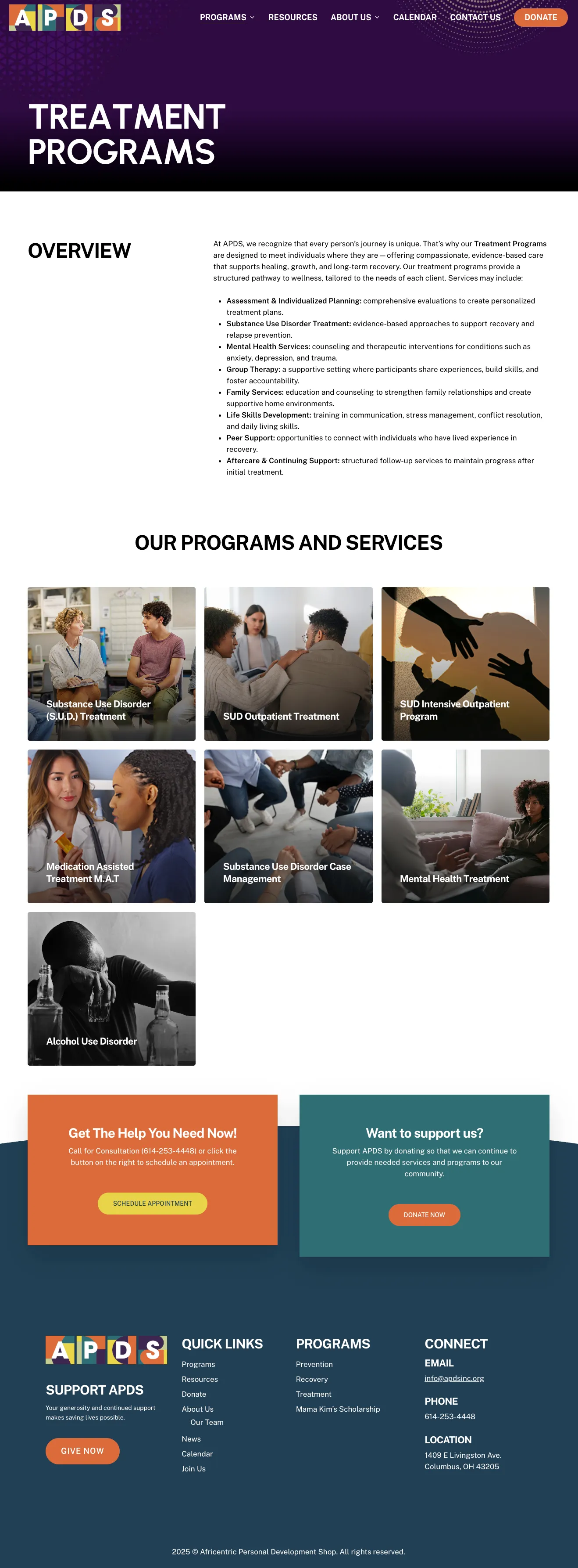 APDS Programs Page — Current Site