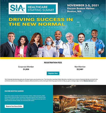 SIA Healthcare Staffing Summit 2021 conference branding