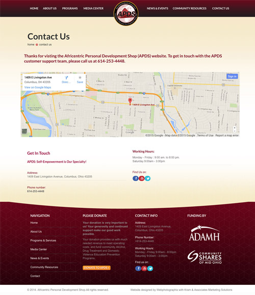 Original APDS Website contact page