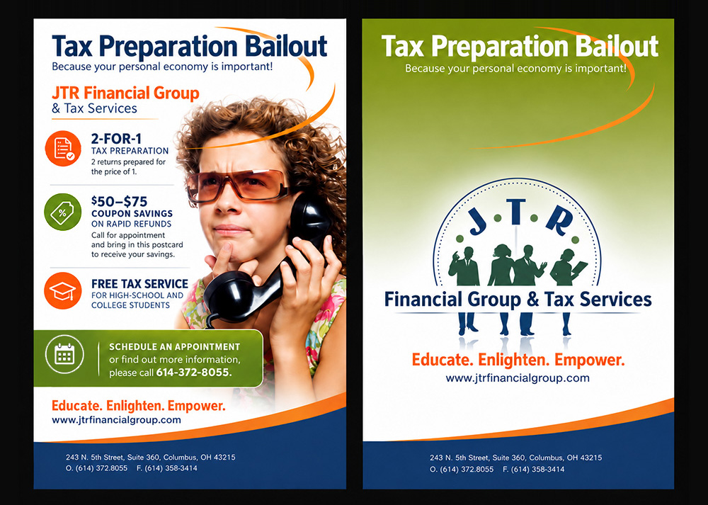 JTR Financial Group promotional postcard back