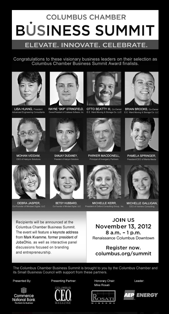 Conference Press Ad. A focused advertisement combines event messaging and brand recognition for business-community promotion.