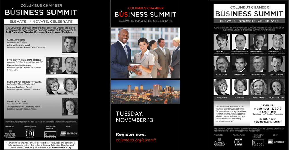 Press Ad Campaign. Multiple ad designs adapted the summit message for different placements while keeping the campaign immediately recognizable.