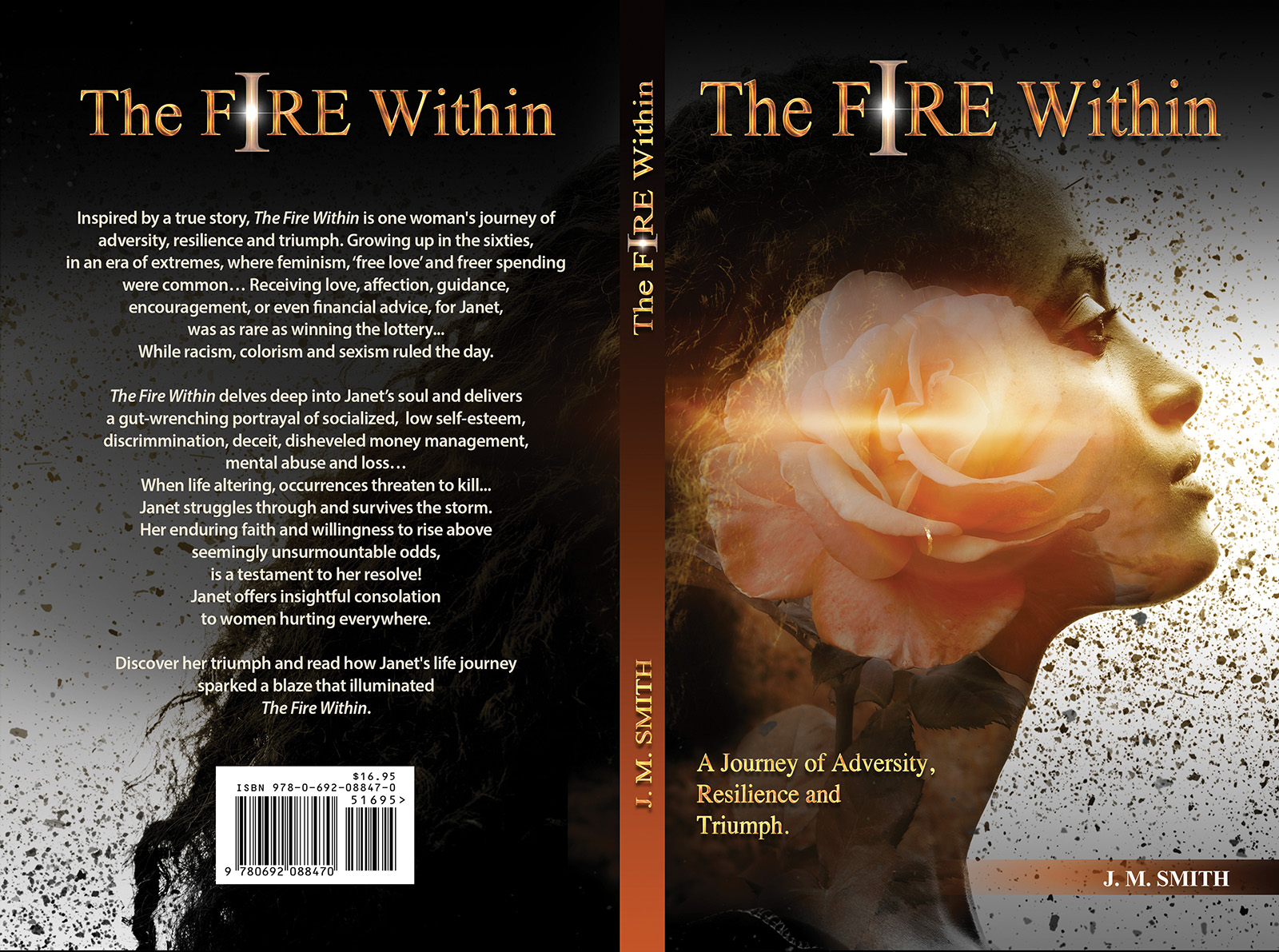 The Fire Within selected wraparound cover, showing the front, spine, and back in a black-and-gray treatment.