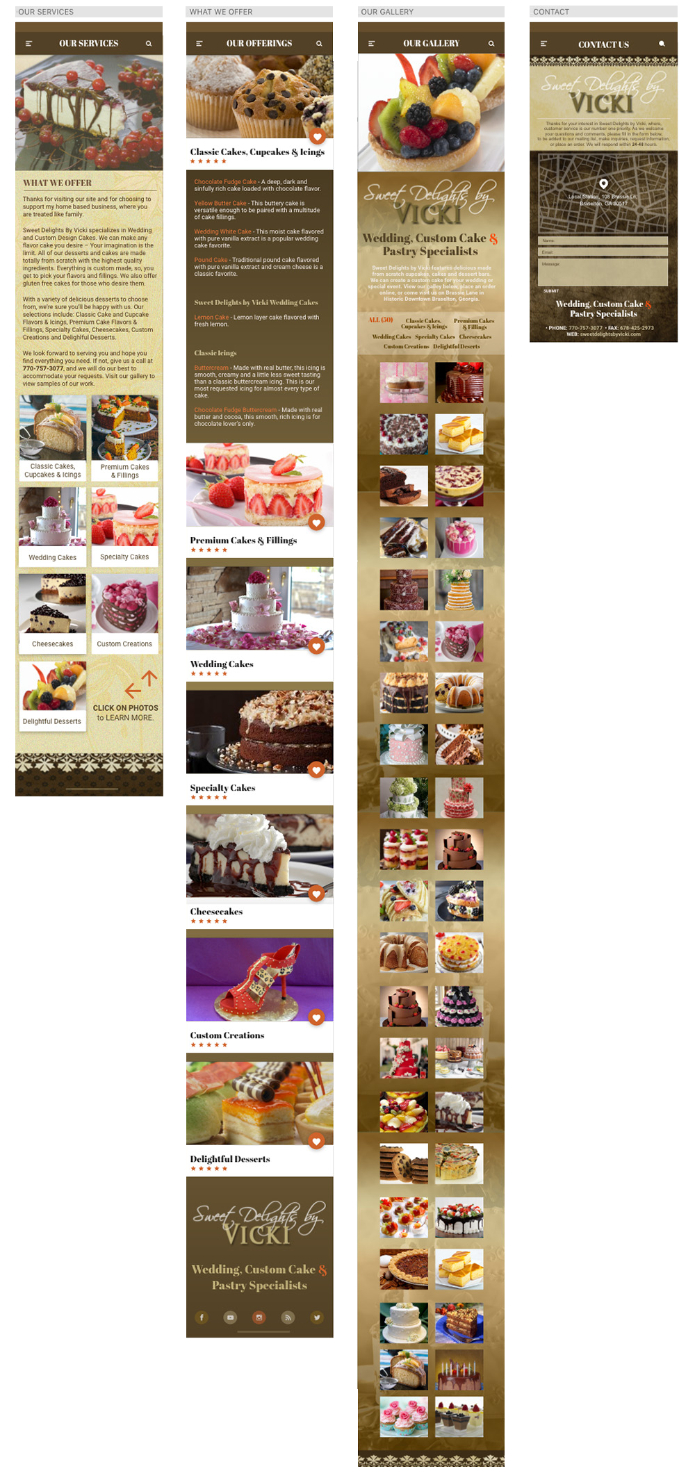 Sweet Delights by Vicki mobile app final screens
