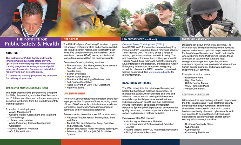 Columbus State Public Safety Brochure — project view 2 by Giselle White / Webphotographix