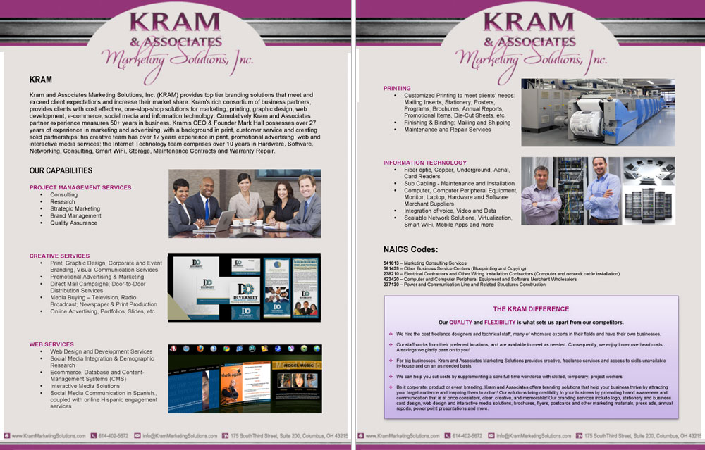 KRAM and Associates marketing capabilities statement