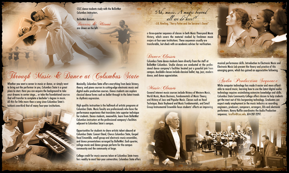 Columbus State Music & Dance Brochure — project view 2 by Giselle White / Webphotographix