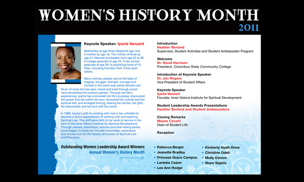 Women’s History Month 2011 Program & Collateral — project view 2 by Giselle White / Webphotographix