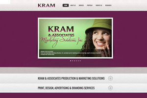 KRAM & Associates marketing collateral including brochure, program, and catalog design