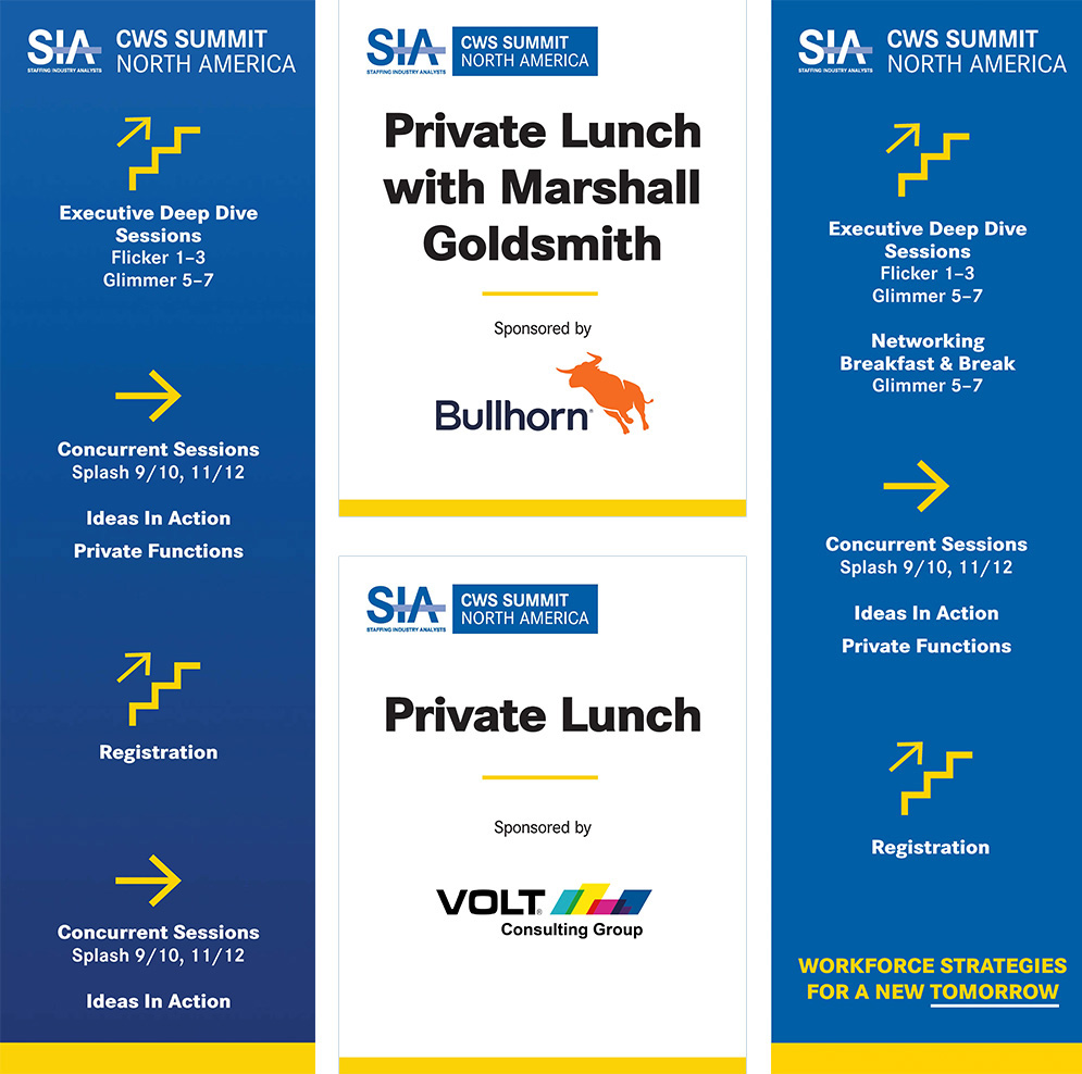 CWS Summit North America large-scale wayfinding and private lunch signs.