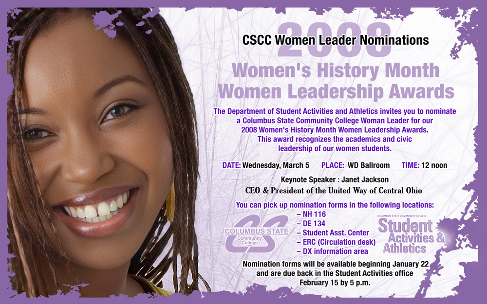 Columbus State Women's History Month Postcard