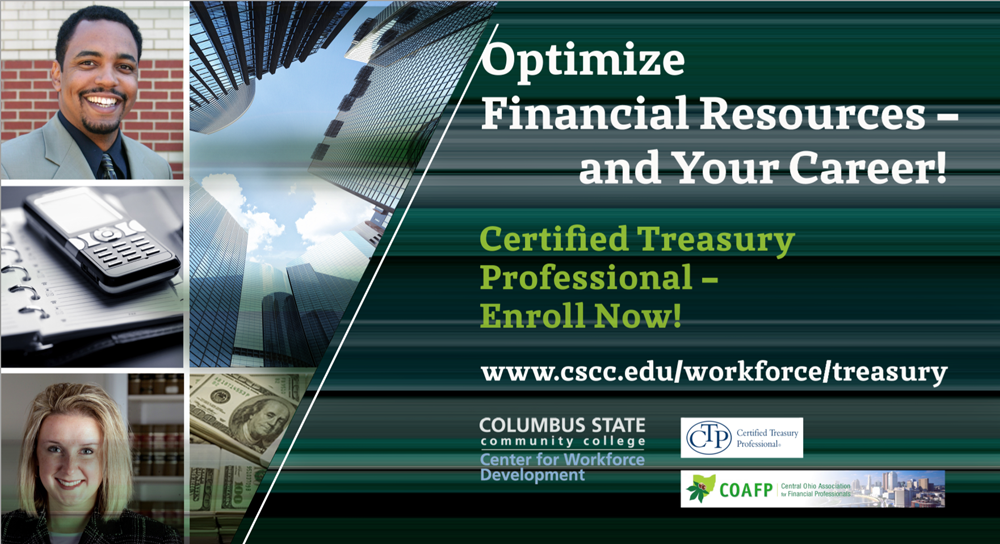 Columbus State CWD Certified Treasury Professional Postcard Front