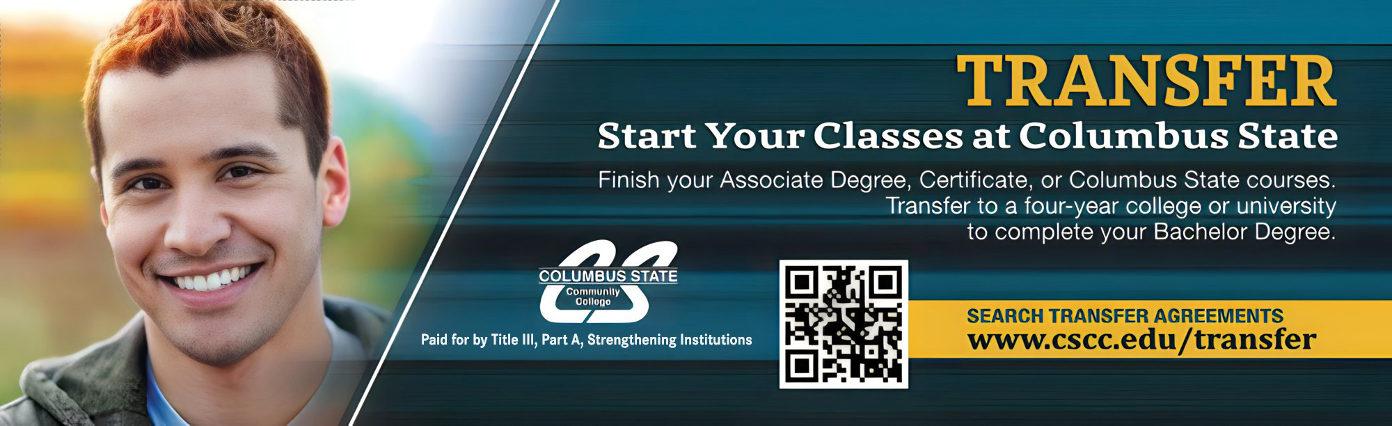 Columbus State Tutoring Bookmark and Banner: Caucasian Student