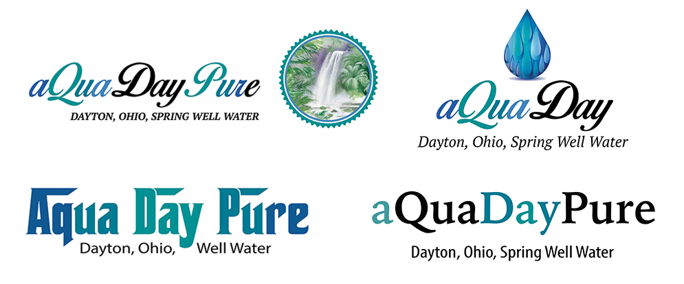 AquaDay typographic label explorations