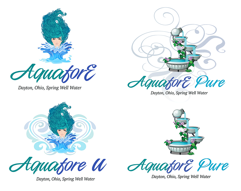 Aquafore and Aquafore Pure label design explorations