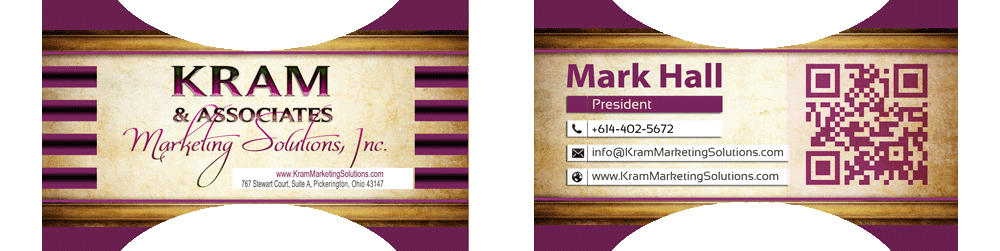 KRAM and Associates four-color business card designs