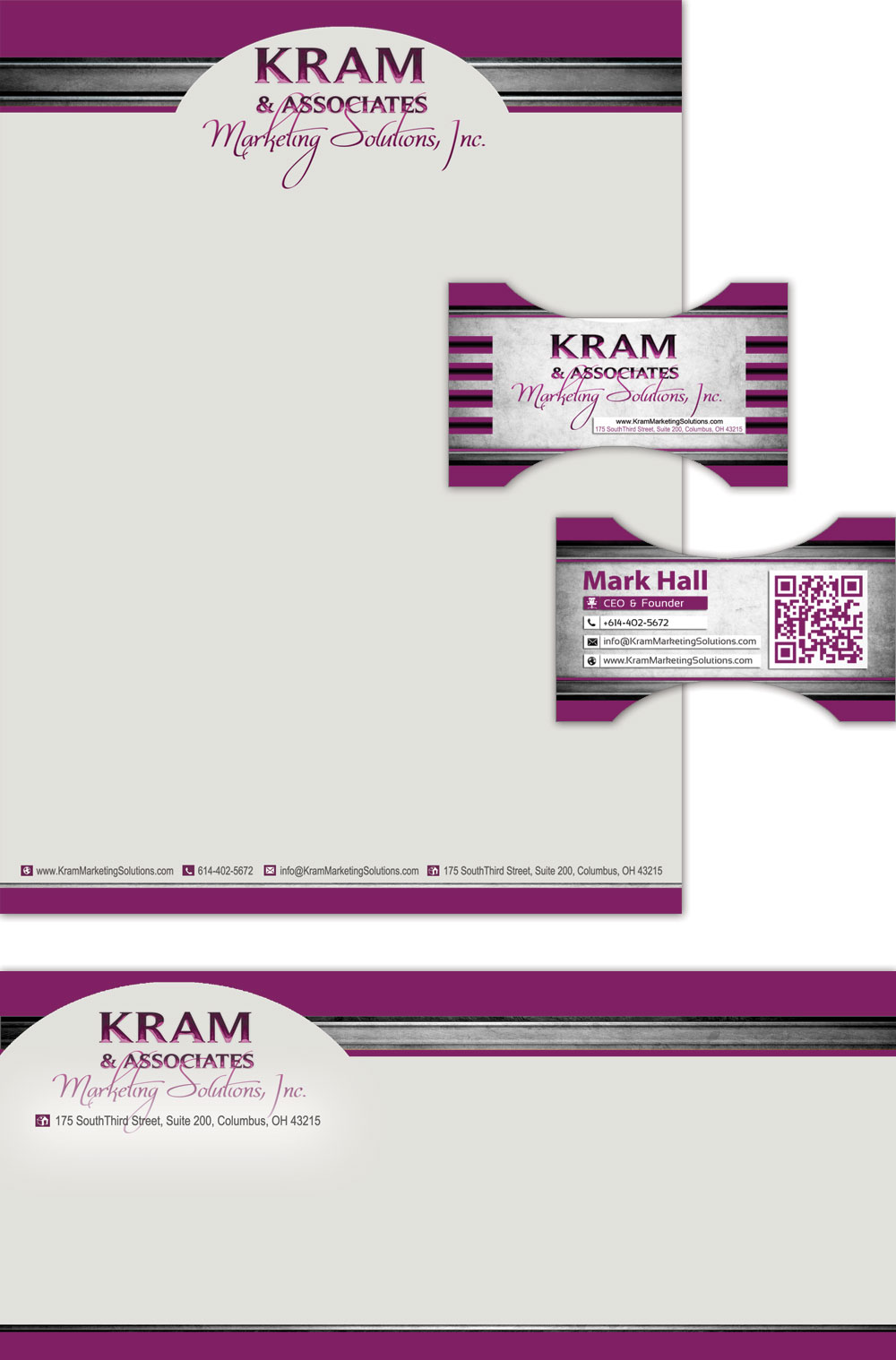 KRAM and Associates corporate stationery and business card design