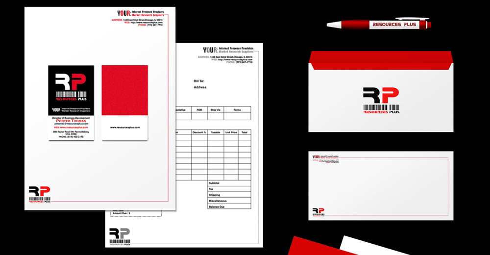 Resources Plus corporate stationery design