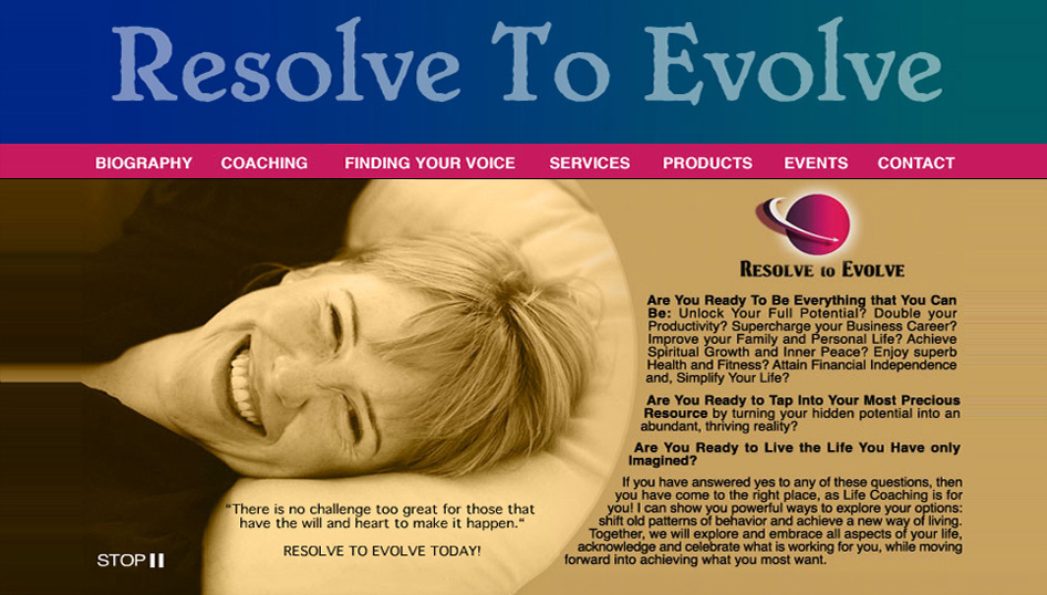 Resolve to Evolve website design
