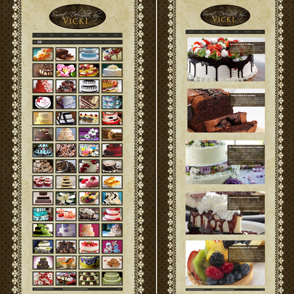 Sweet Delights by Vicki website interior page designs